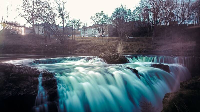 The Great Falls of the Passaic River in Paterson at dusk