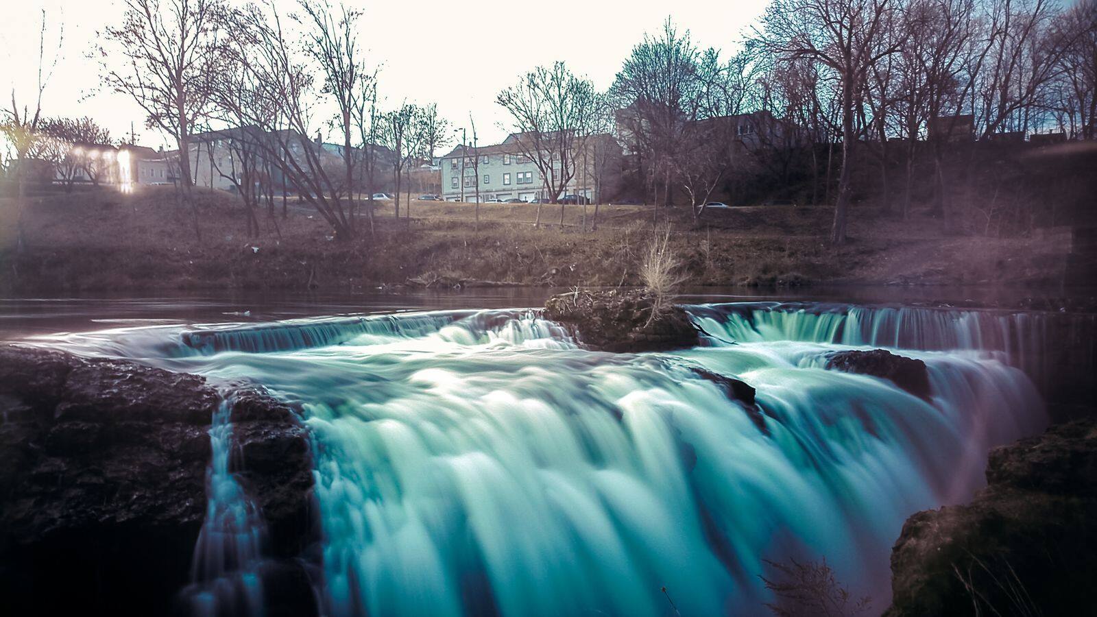 The Great Falls of the Passaic River in Paterson at dusk