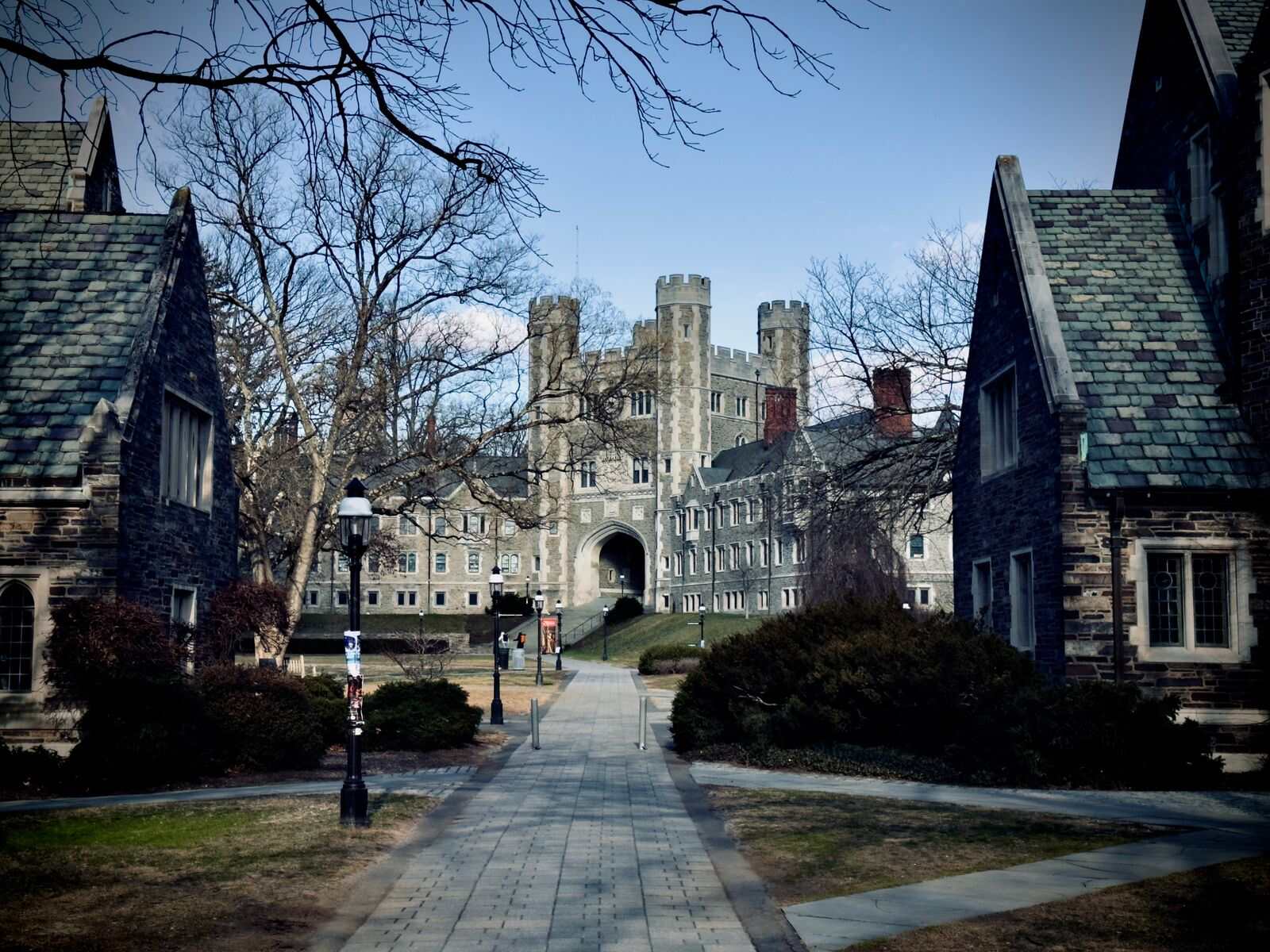 Gothic stone halls on the Princeton University campus in central New Jersey